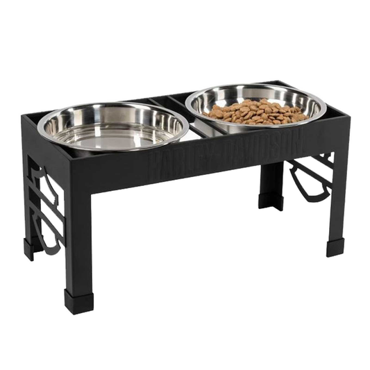 Harley-Davidson® Open Bar & Shield with Embossed H-D Metal Pet Bowl Stand