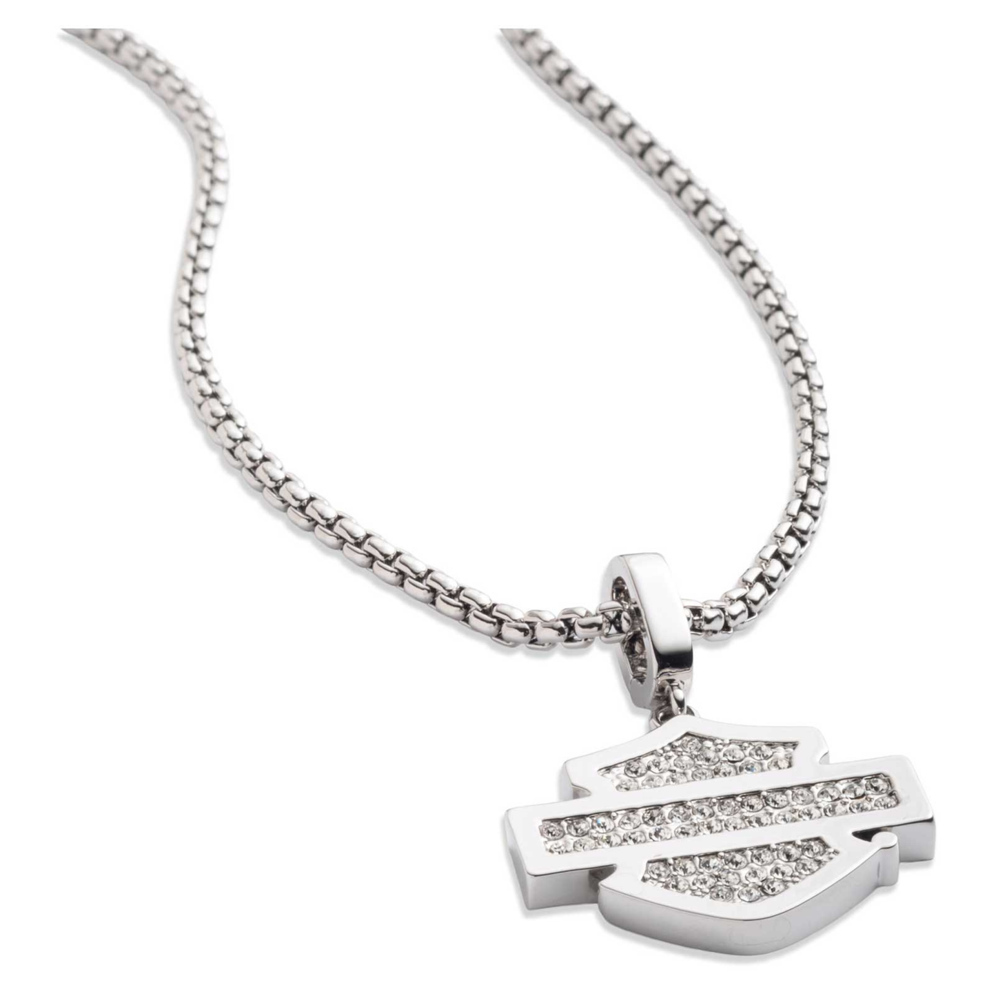 Harley-Davidson® Women's Pave Crystal Bar & Shield Logo Pendant Necklace