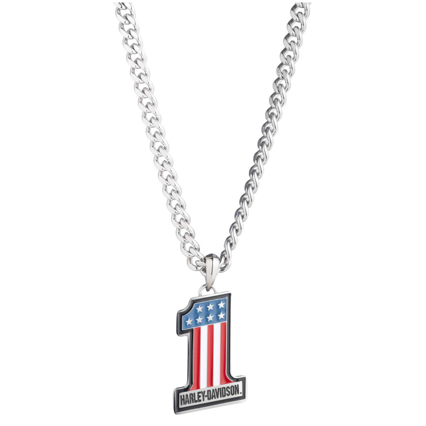 Harley-Davidson® Men's #1 RWB Logo Pendant Chain Necklace