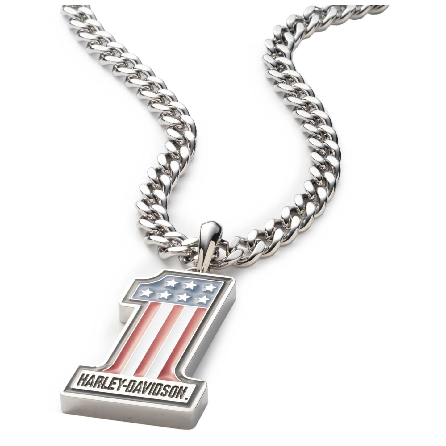 Harley-Davidson® Men's #1 RWB Logo Pendant Chain Necklace