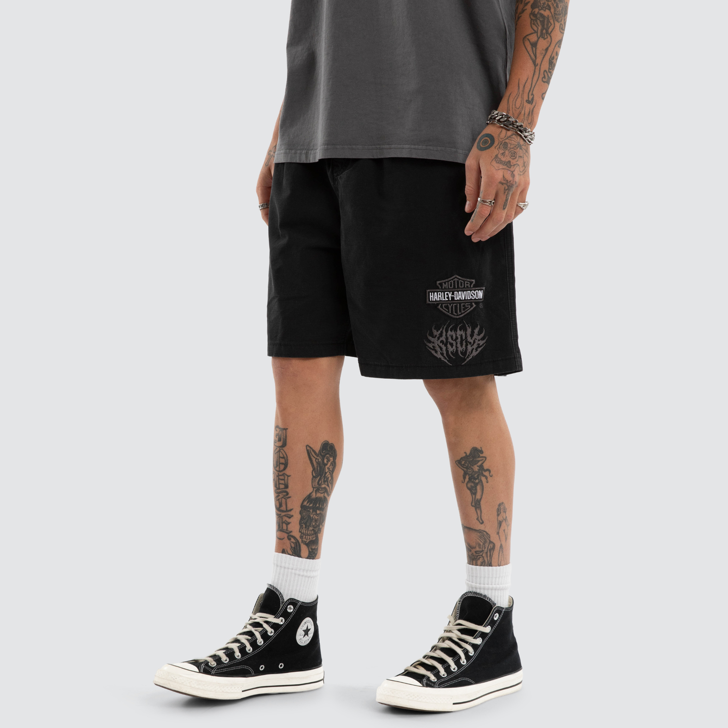 Harley-Davidson® x KSCY Liberator Mosh Baggy Shorts - Jet Black