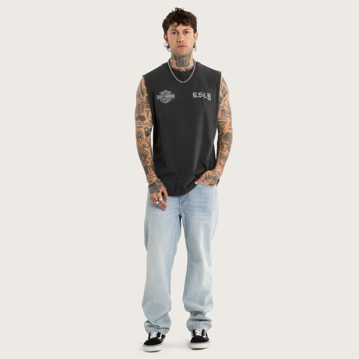 Harley-Davidson® x KSCY Throttle Dual Curved Muscle Tee - Pigment Black