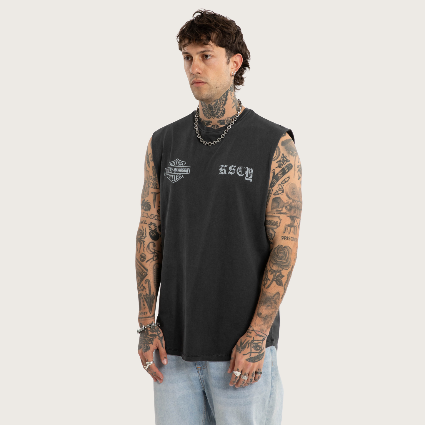 Harley-Davidson® x KSCY Throttle Dual Curved Muscle Tee - Pigment Black