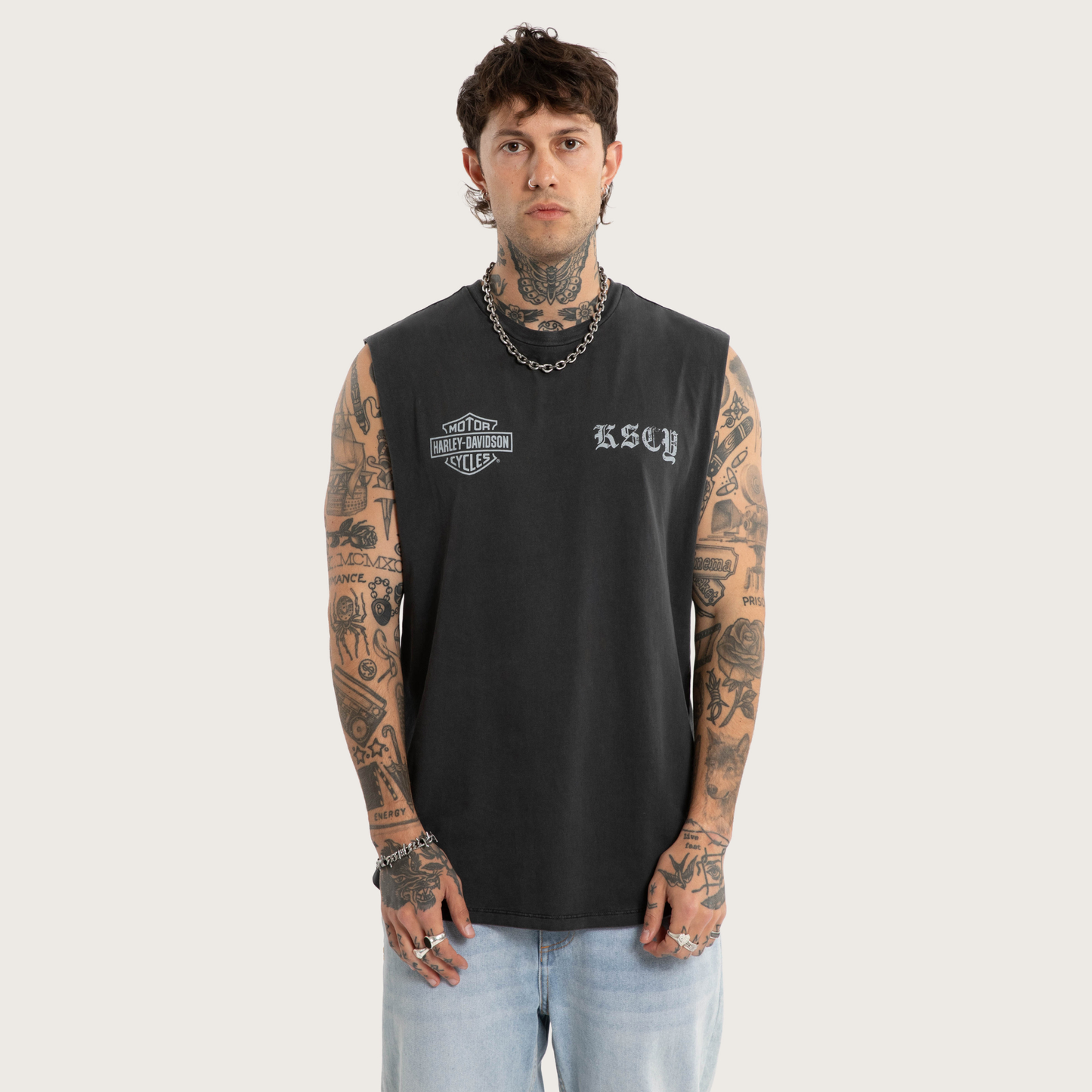 Harley-Davidson® x KSCY Throttle Dual Curved Muscle Tee - Pigment Black