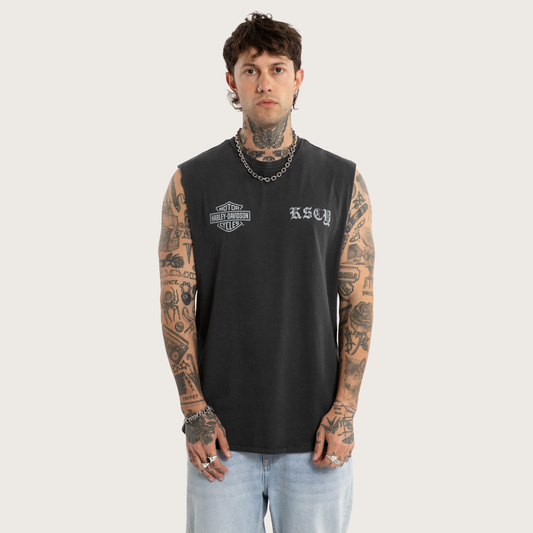 Harley-Davidson® x KSCY Throttle Dual Curved Muscle Tee - Pigment Black