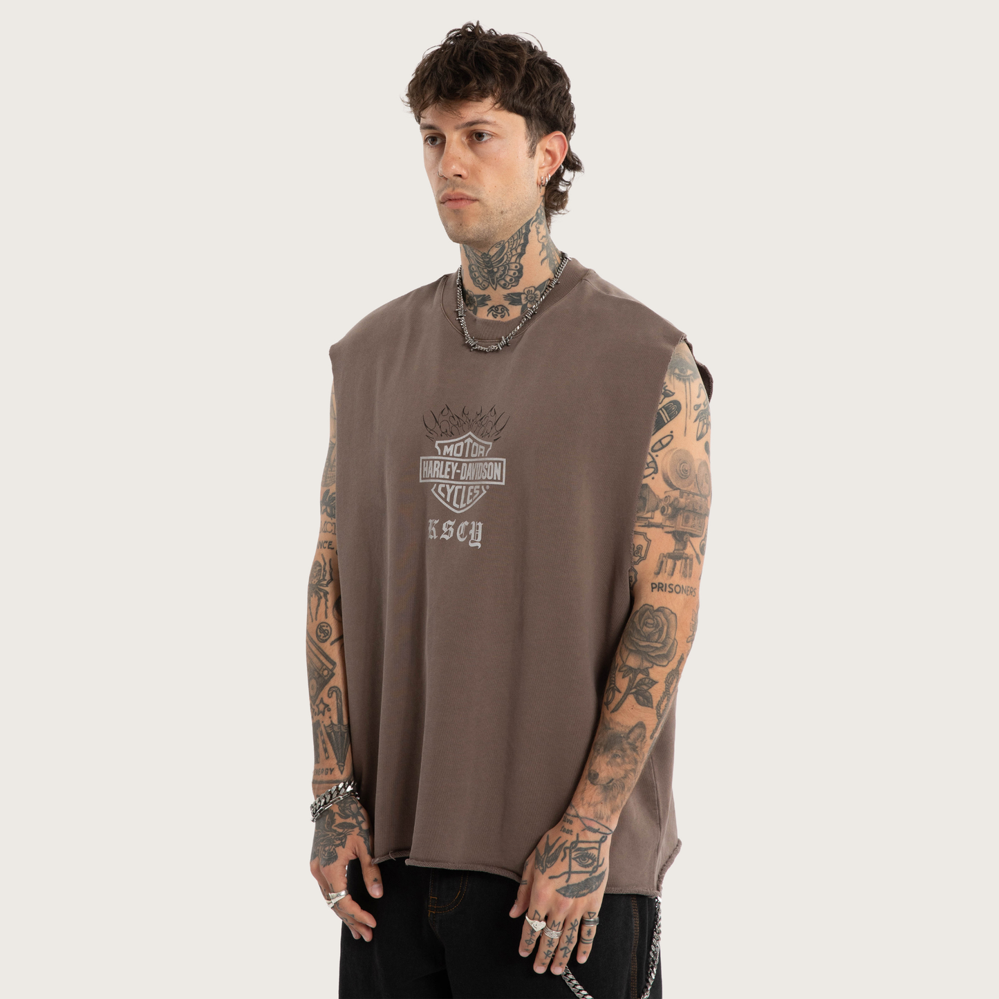 Harley-Davidson® x KSCY Pivot Loopback Muscle Tee - Tan