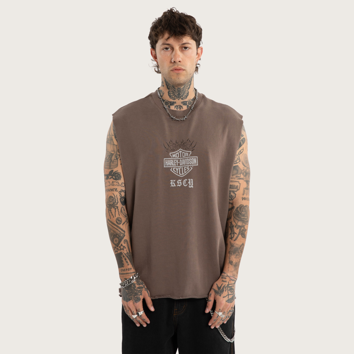 Harley-Davidson® x KSCY Pivot Loopback Muscle Tee - Tan