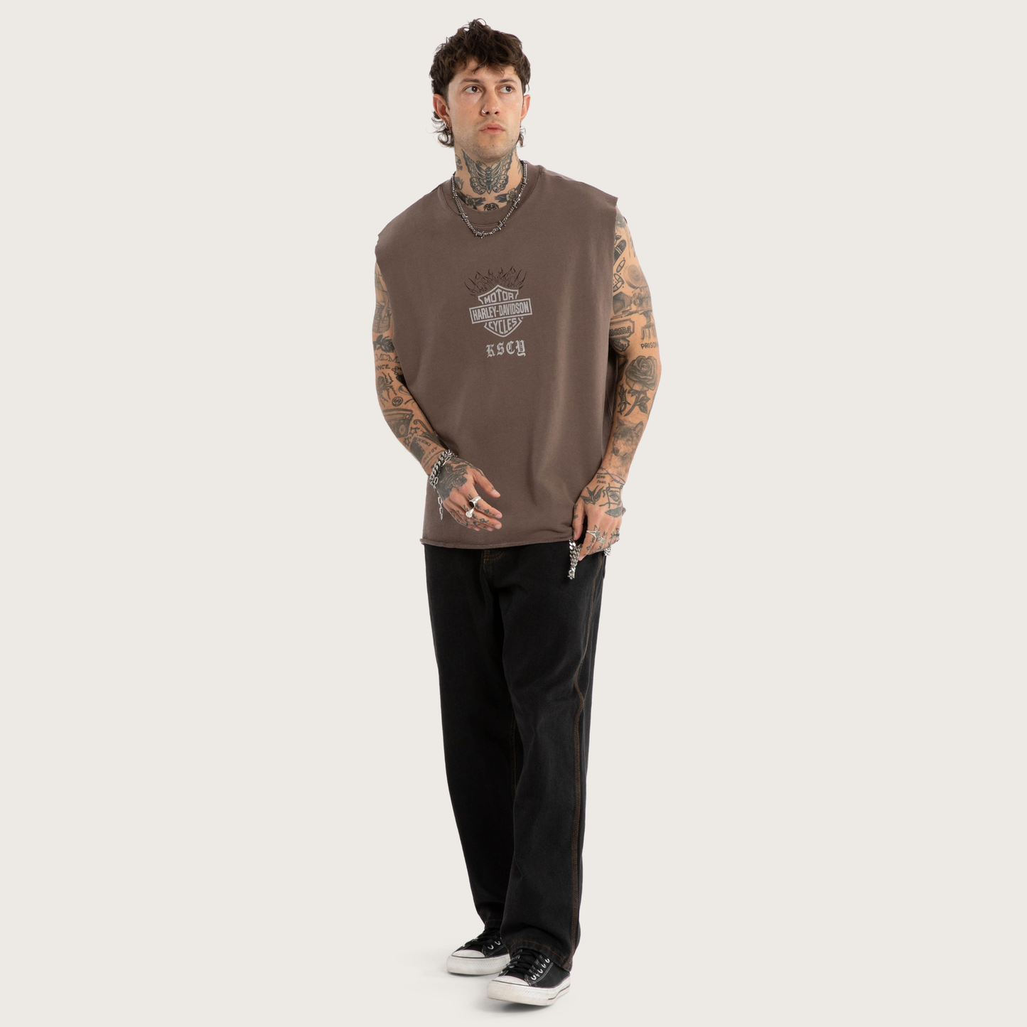 Harley-Davidson® x KSCY Pivot Loopback Muscle Tee - Tan