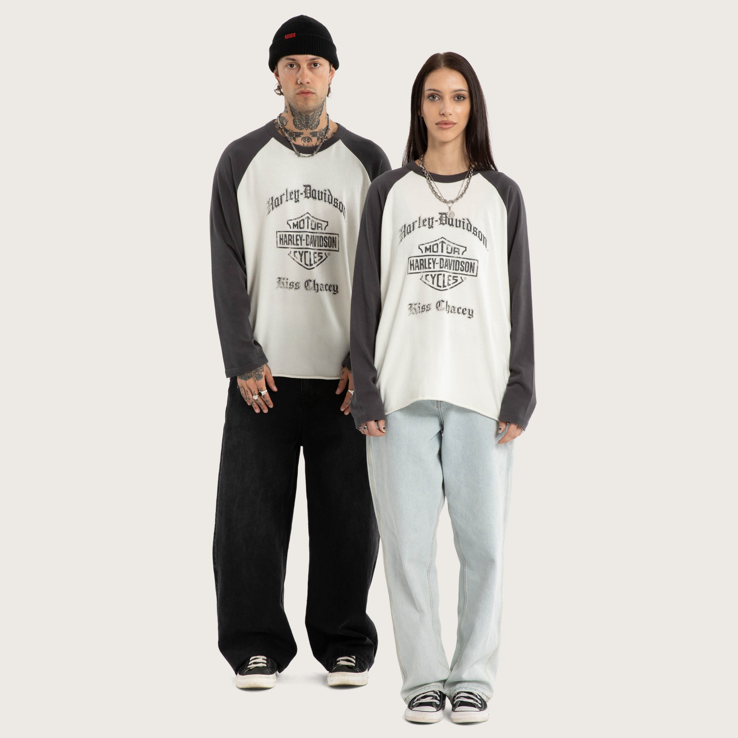Harley-Davidson® x KSCY Dismount Raglan Longsleeve Tee - Asphalt/Blanc De Blanc