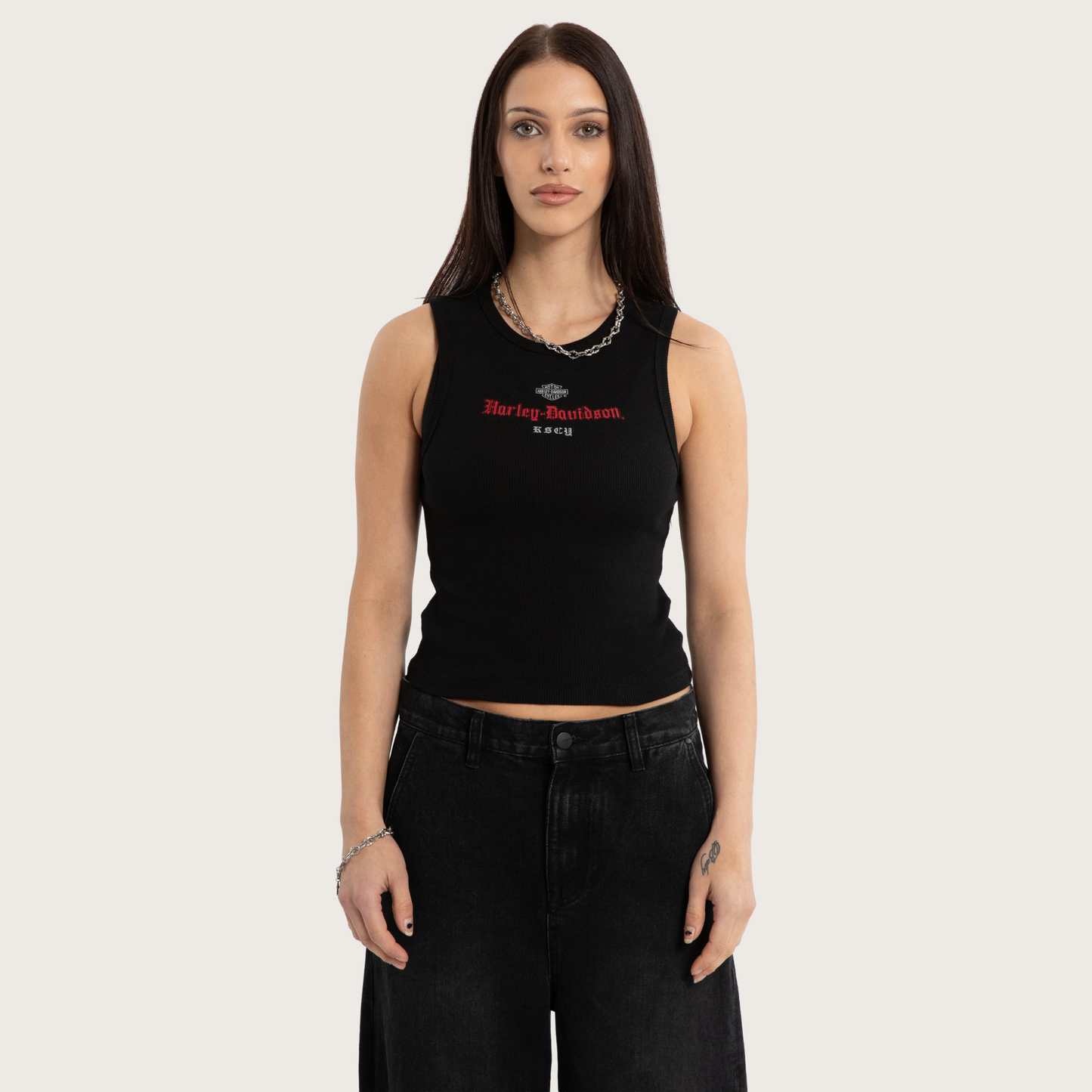 Harley-Davidson® x KSCY Women's Visor Rib Tank - Jet Black