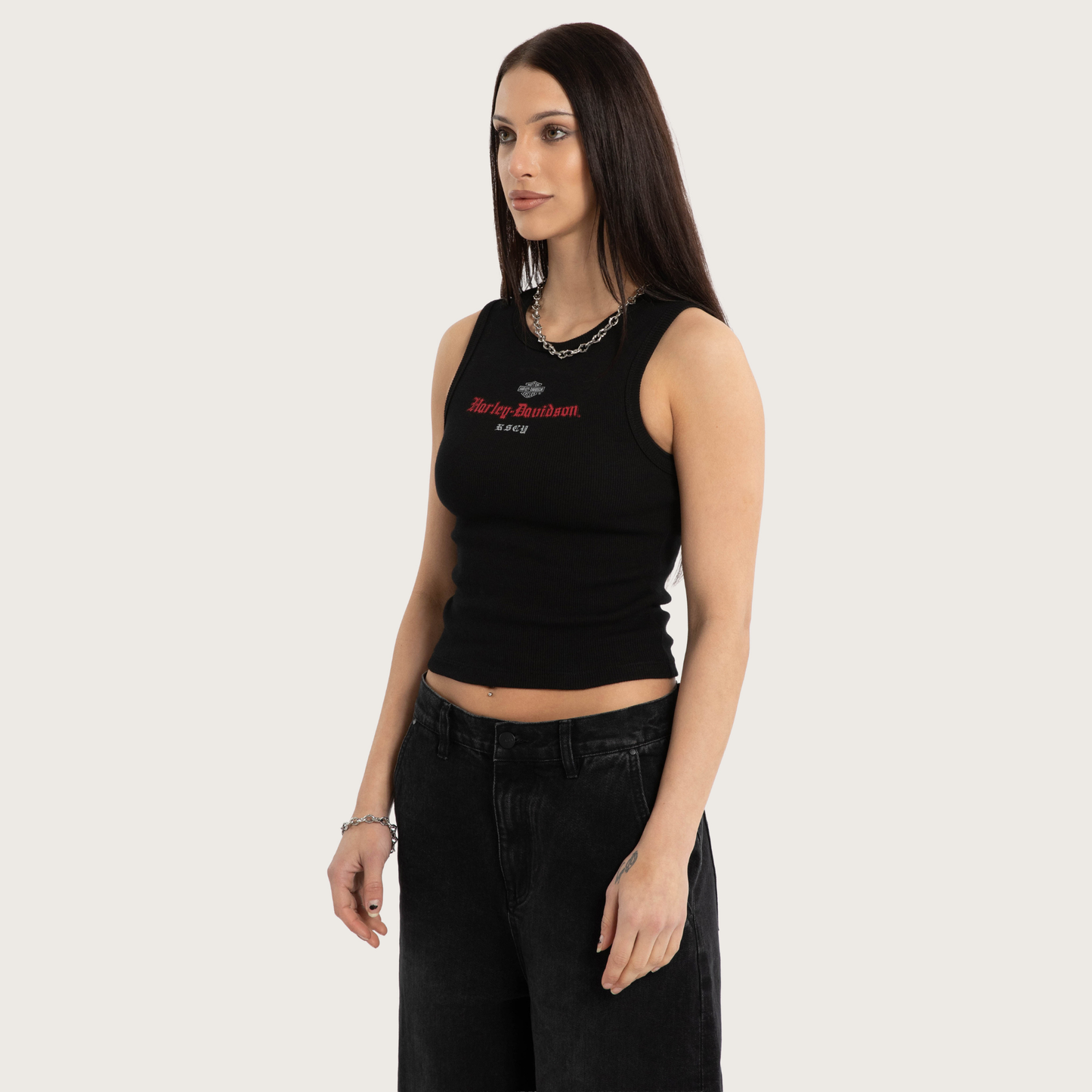 Harley-Davidson® x KSCY Women's Visor Rib Tank - Jet Black