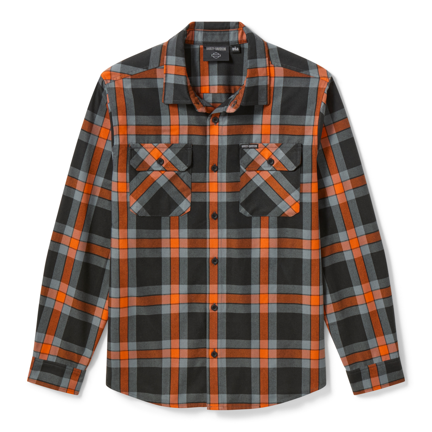 Harley-Davidson® Men's Plaid Woven Shirt - Orange/Black