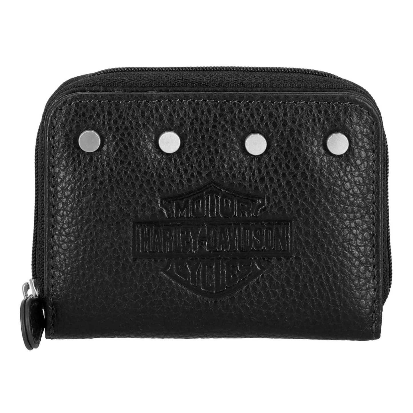 Harley-Davidson® Women's Core Stud B&S Leather Zip Z/A Case Wallet - Black
