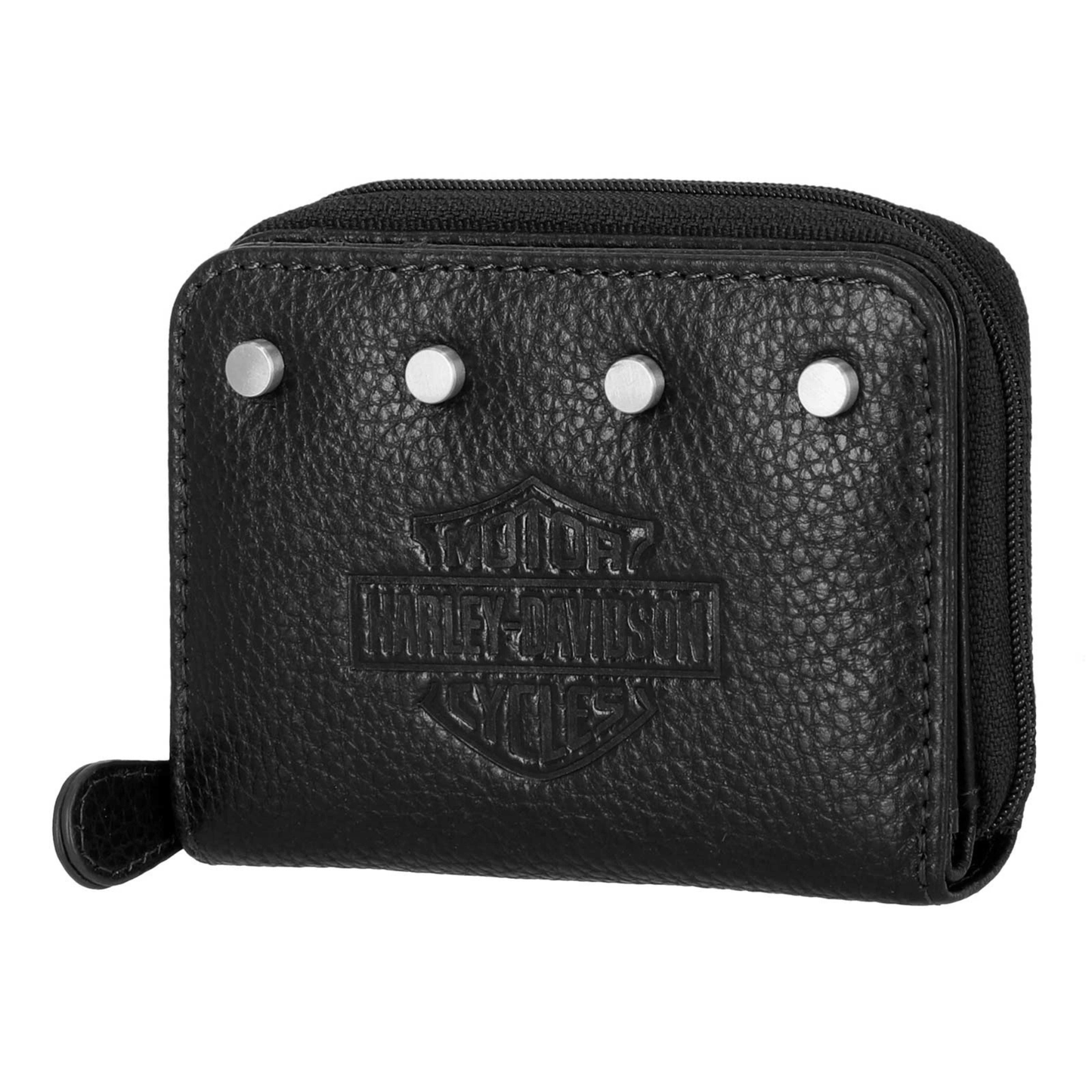 Harley-Davidson® Women's Core Stud B&S Leather Zip Z/A Case Wallet - Black