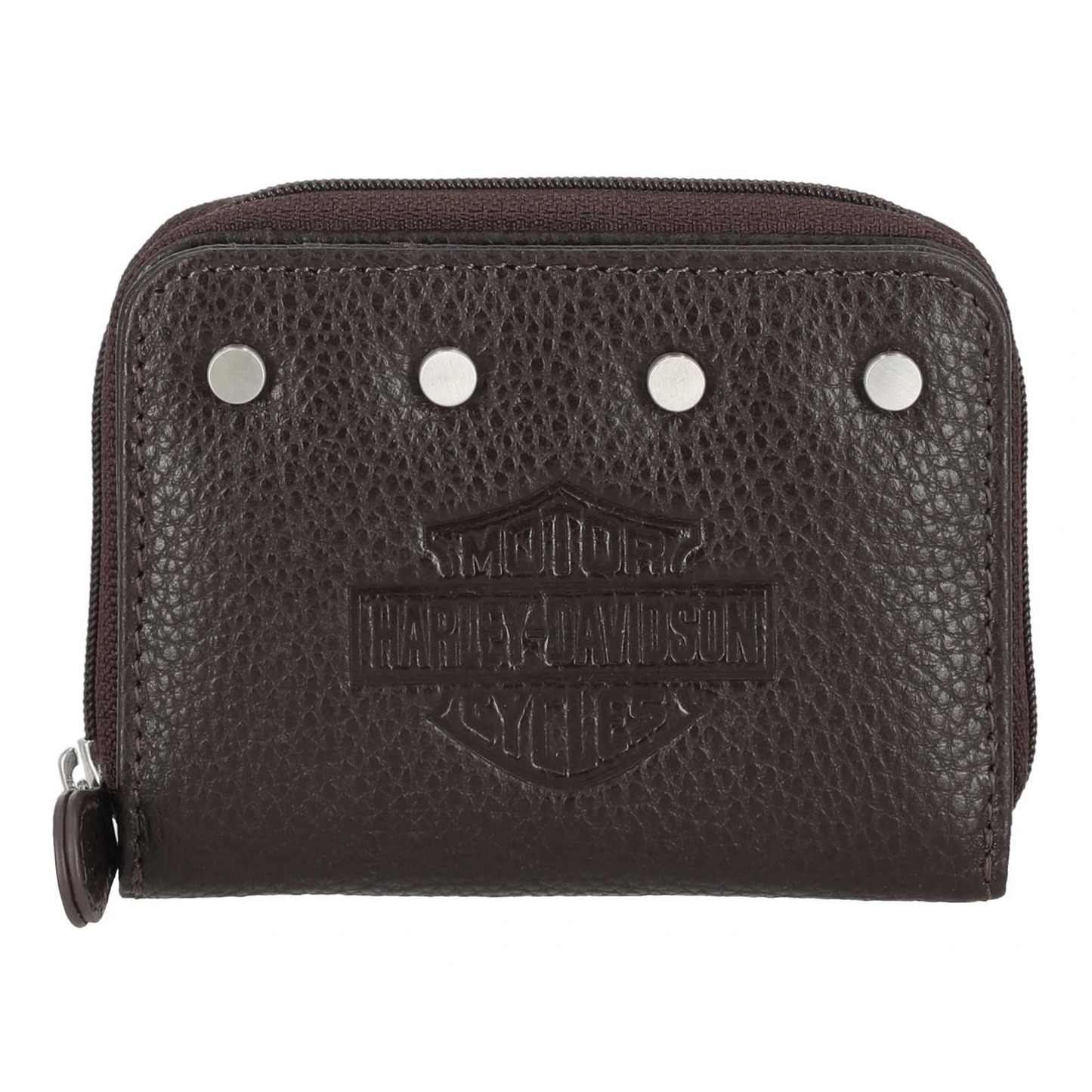 Harley-Davidson® Women's Core Stud B&S Leather Zip Z/A Case Wallet - Dark Brown