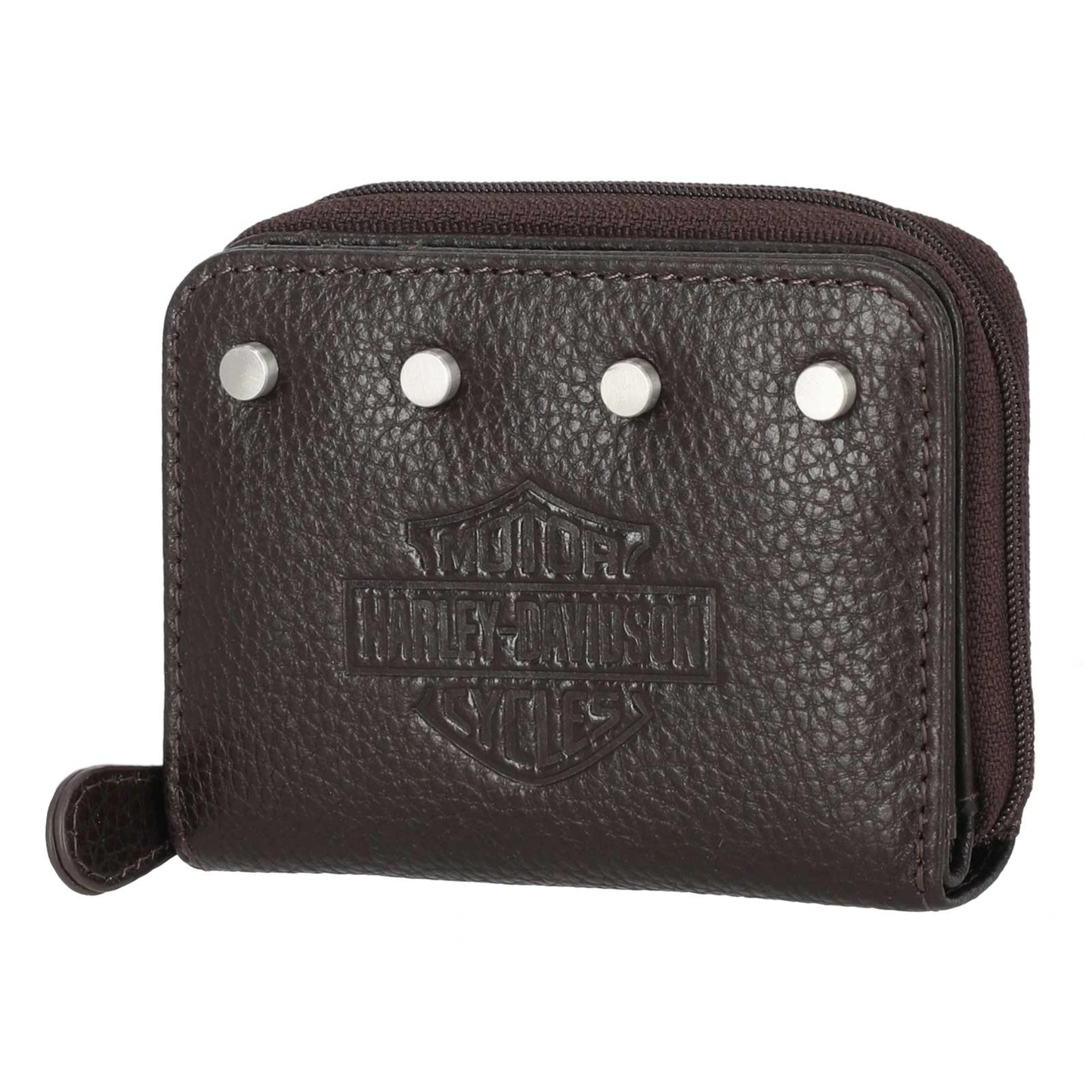 Harley-Davidson® Women's Core Stud B&S Leather Zip Z/A Case Wallet - Dark Brown