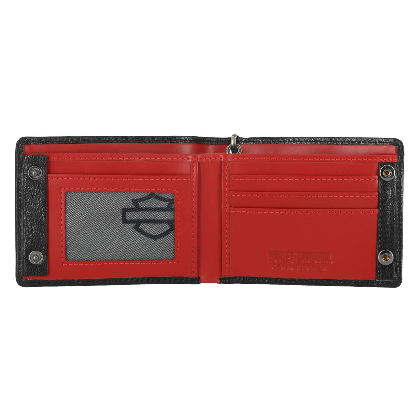 Harley-Davidson® Men's #1 RWB Logo Genuine Leather Biker Billfold Wallet - Black