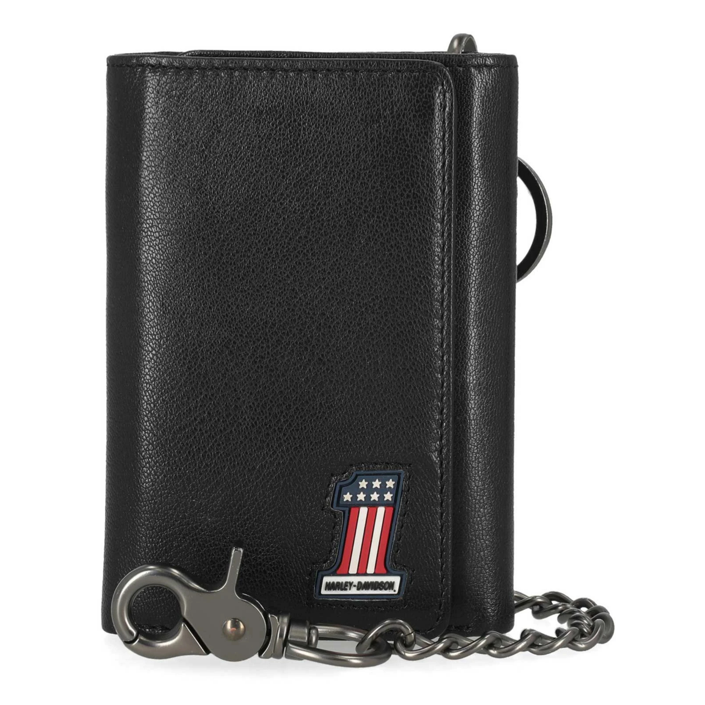 Harley-Davidson® Men's #1 RWB Genuine Leather Medium Trifold Chain Wallet