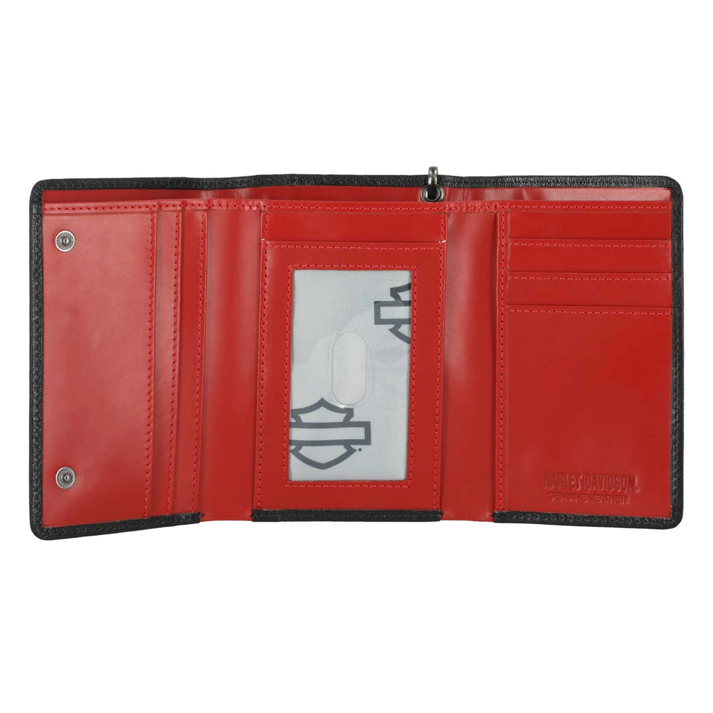 Harley-Davidson® Men's #1 RWB Genuine Leather Medium Trifold Chain Wallet
