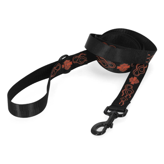 Harley-Davidson® Bar & Shield Flames Polyester Dog Leash