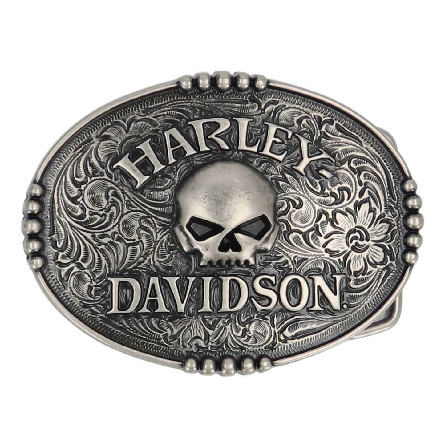 Harley-Davidson® Men's Raised Willie G Skull Logo Belt Buckle - Nickel Finish