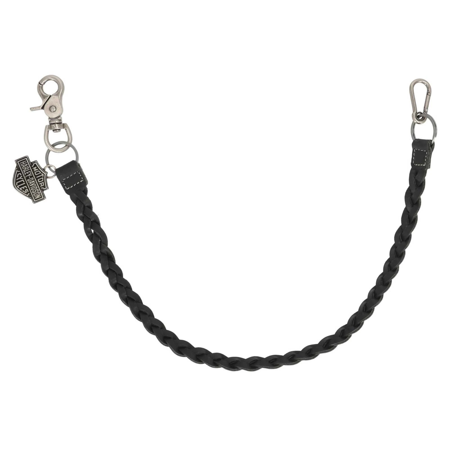 Harley-Davidson® Men's Bar & Shield Braided Leather Wallet Chain - Black