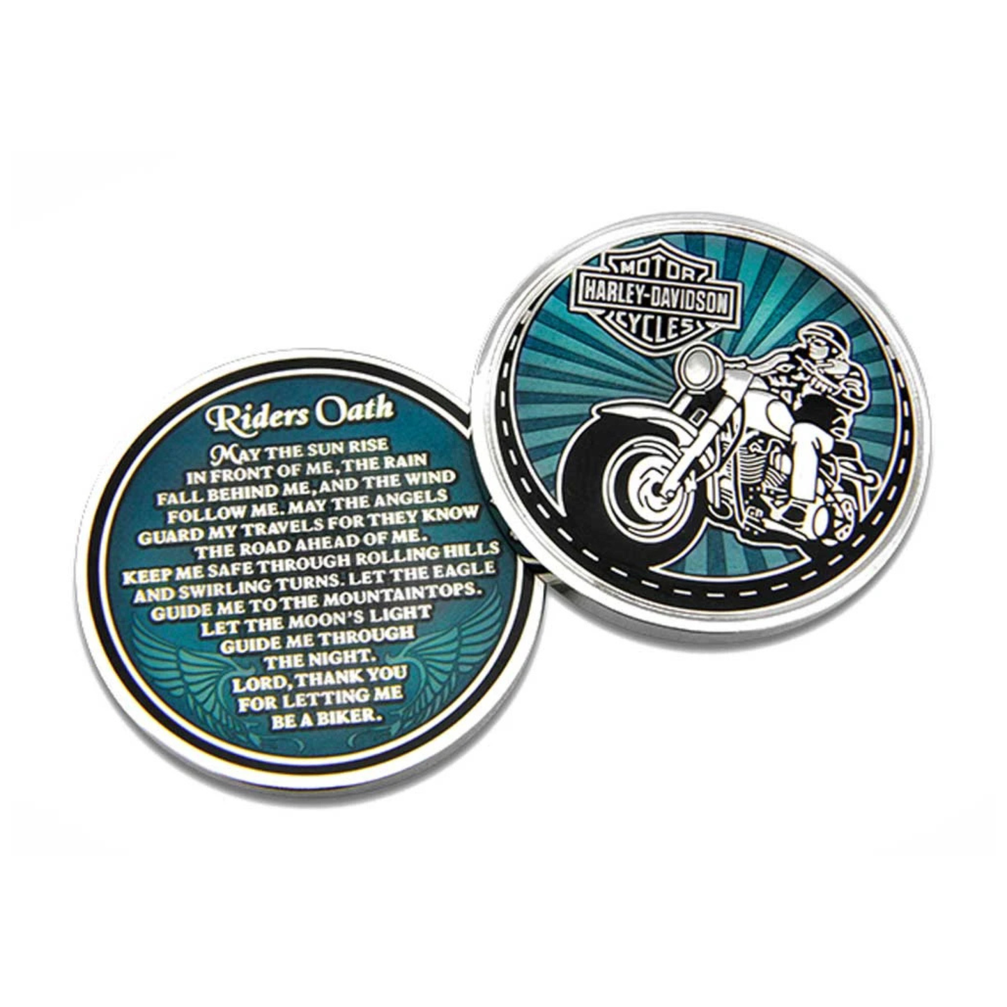 Harley-Davidson® Rider's Oath Challenge Coin - 1.75" - Blue & Silver
