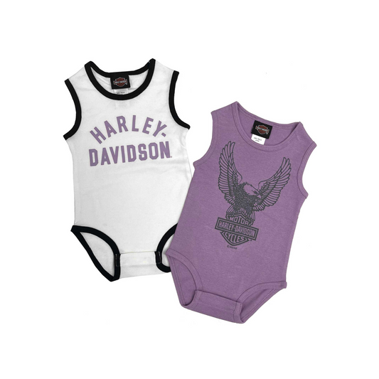 Harley-Davidson® Baby Girls' 2-Pack Rib Sleeveless Bodysuit Set - Lavender