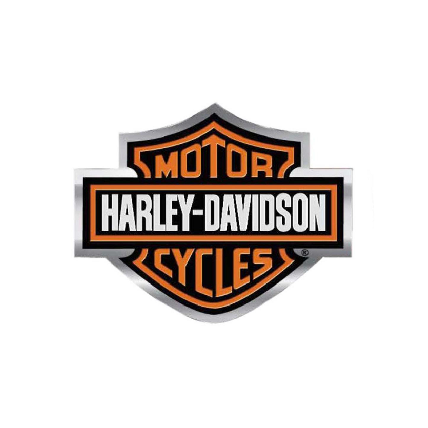 Harley-Davidson® Orange/Silver Bar & Shield Logo Aluminium Decal - 4.5" x 3.5"