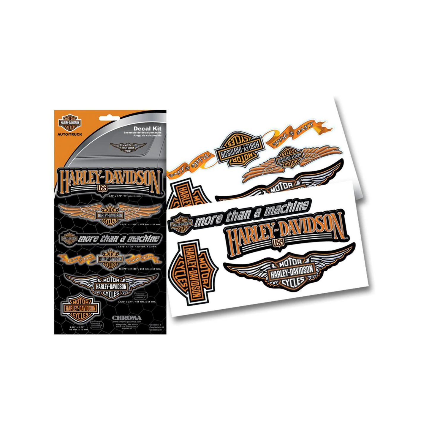 Harley-Davidson® Assorted Decal Sheet 8pcs - Sheet Size 30cm x 15cm
