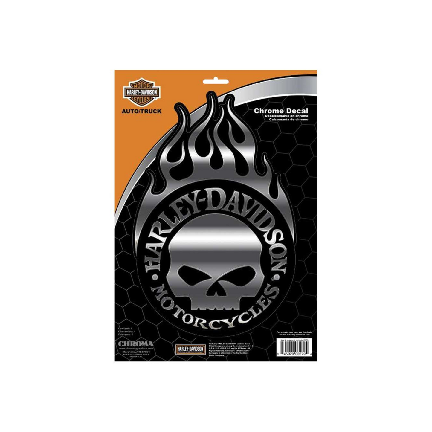 Harley-Davidson® Embossed Flaming Willie G Skull Logo - 9’’ x 13"
