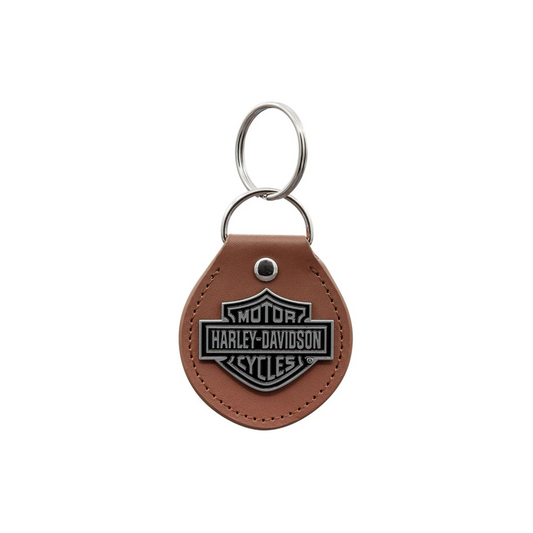 Harley-Davidson® Classic Bar & Shield Logo Vinyl Fob Key Chain - Brown & Silver