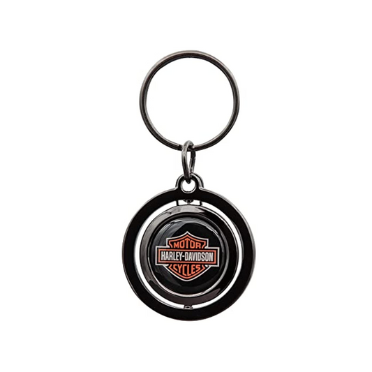 Harley-Davidson® Classic Bar & Shield Logo Spinner Key Chain - Black/Orange