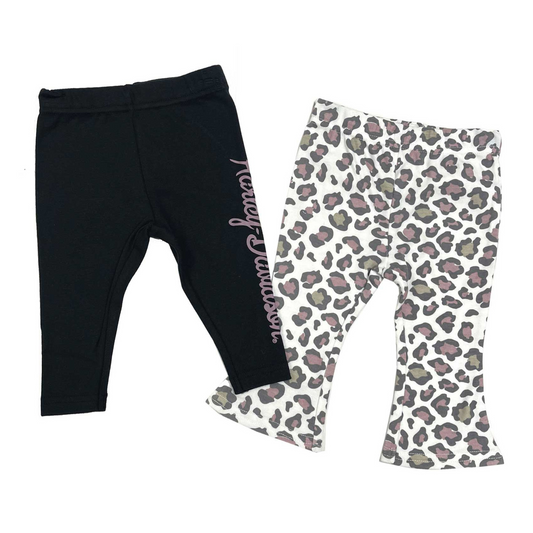 Harley-Davidson® Girls' 2-Pack Cheetah Print Stretch Pants Set – Black/White