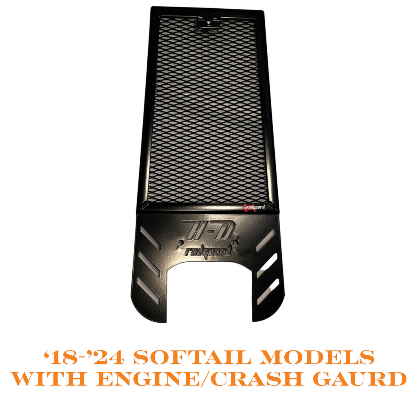 Rad Guard - M8 Softail Oil Cooler Protective Guard - Black with Engine Guard ONLY FITS IF YOU HAVE A CRASH BAR