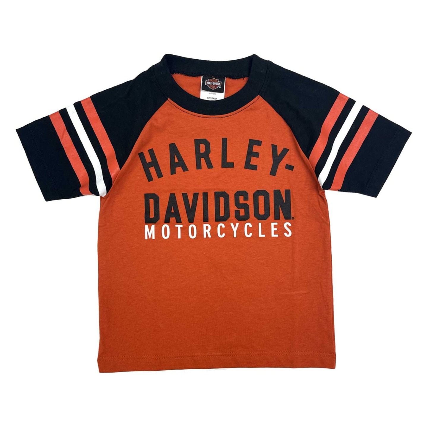 Harley-Davidson® Boys' Knit Raglan Short Sleeve Toddler Tee - Orange