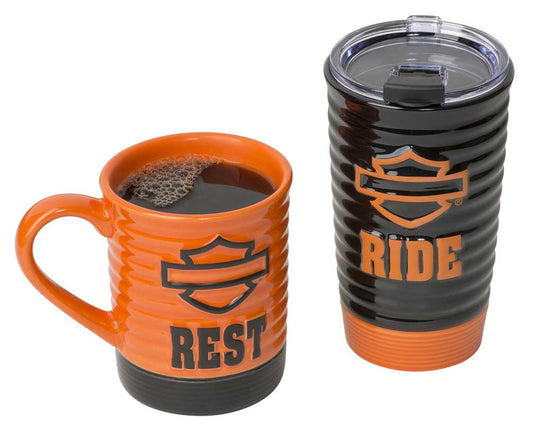 Harley-Davidson® Ride & Rest Travel / Coffee Ceramic Mug Set