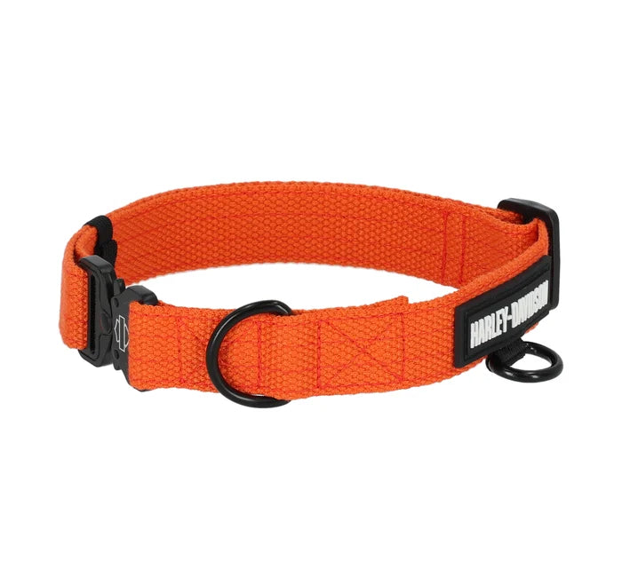 Harley-Davidson® Orange Nylon Dog Collar - Sml/Med 13"-17"