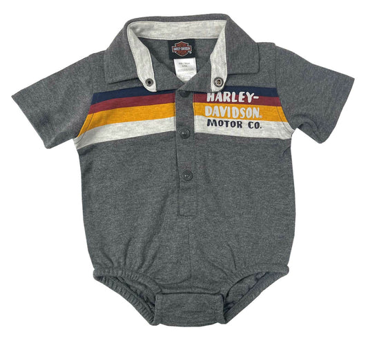 Harley-Davidson® Baby Boys Striped Workshop Short Sleeve Newborn Creeper