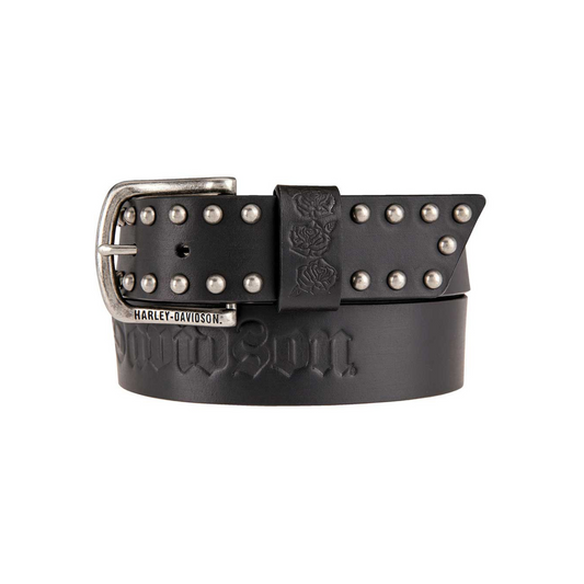 Harley-Davidson® Women's Rockin' Rose Studded Genuine Leather Belt
