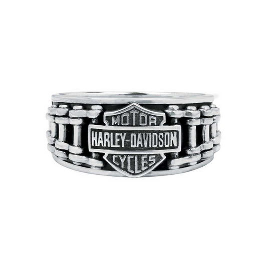 Harley-Davidson® Men's Bar & Shield Bike Chain Ring - Sterling Silver
