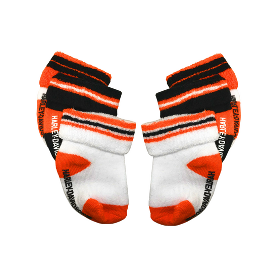 Harley-Davidson® Baby Boys' Orange/Black/White Socks - Three Pack