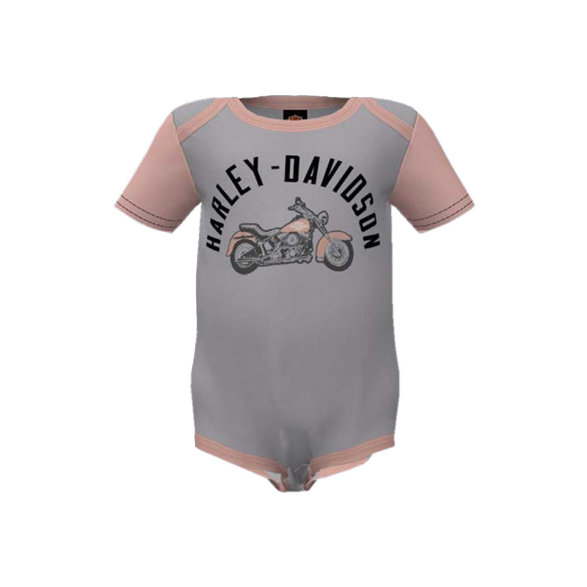 Harley Davidson Baby Girls 2 Pack Colorblocked Rib Creeper Set