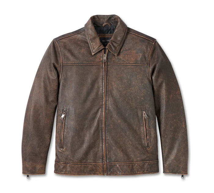 Harley-Davidson® Men's Gas & Oil Leather Jacket - Brown Leather