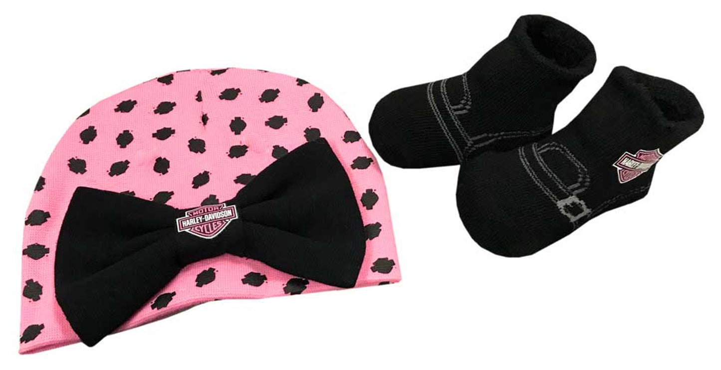 Harley-Davidson® Baby Girls' Beanie & Biker Booties Set