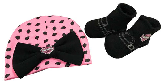 Harley-Davidson® Baby Girls' Beanie & Biker Booties Set