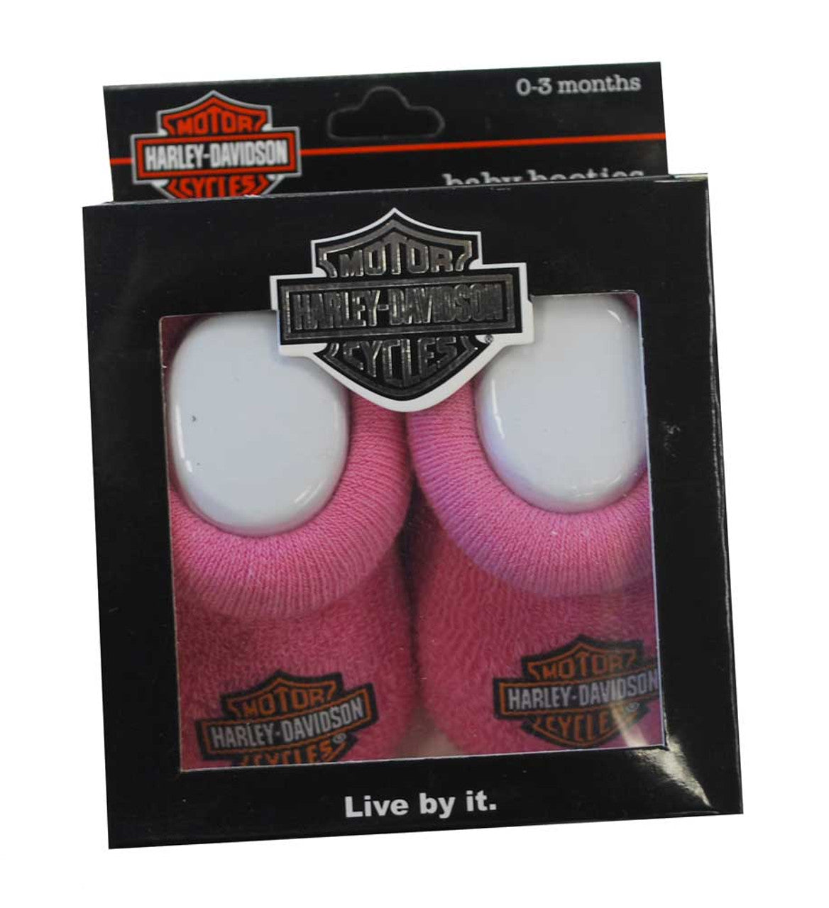 Harley-Davidson® Baby Girls' Pink Boxed Stretch Terry Booties