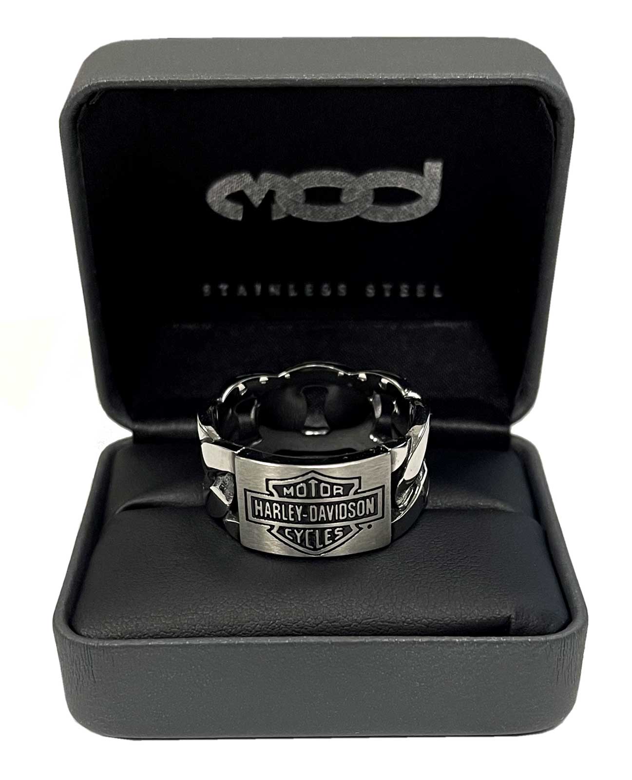 Harley-Davidson® Men's B&S ID Chain Band Ring