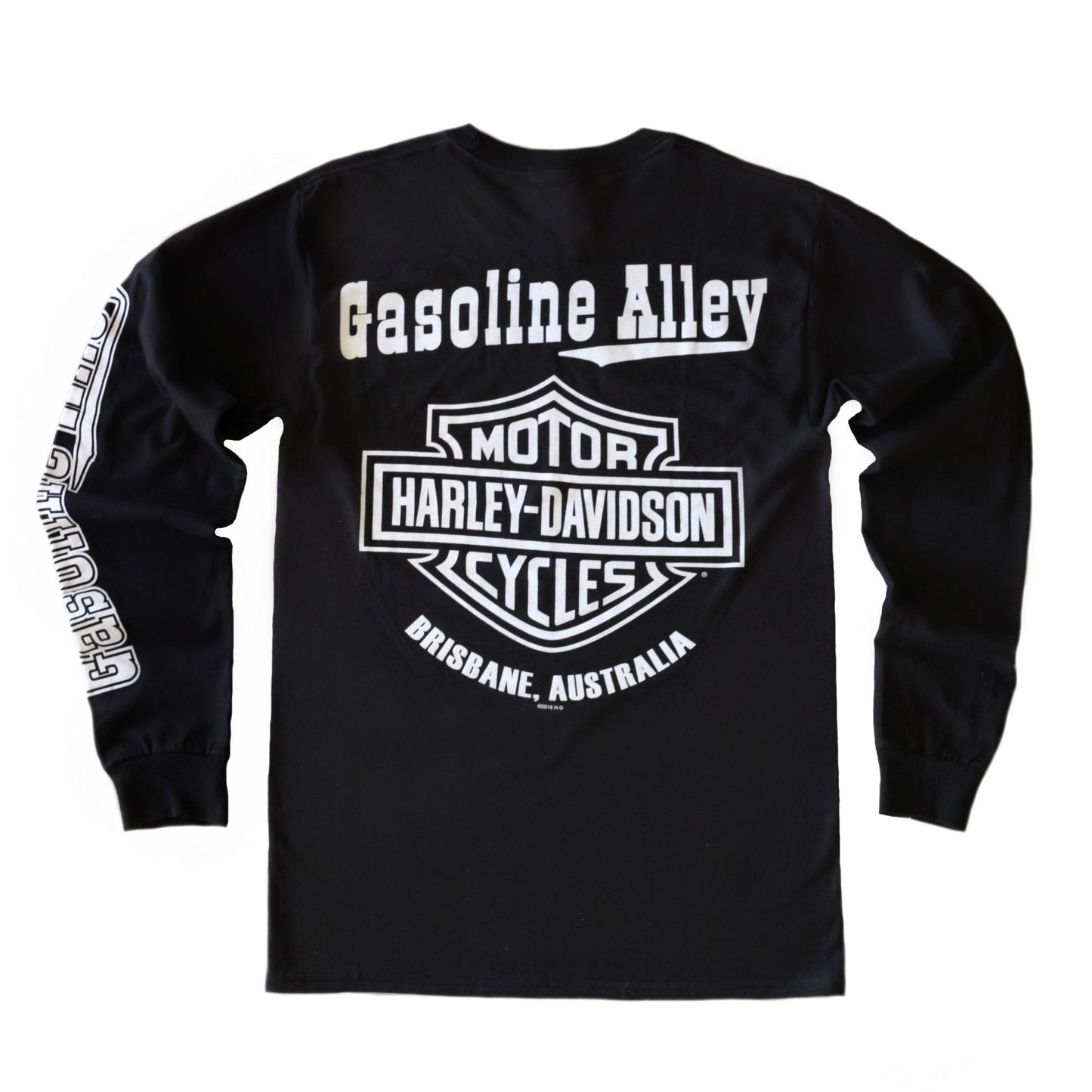 Gasoline Alley Harley-Davidson® Bar & Shield Long Sleeve Dealer Tee – Black/White